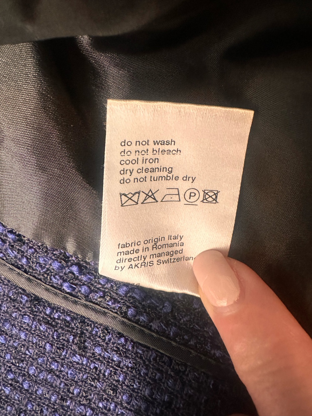 Akris Punto Blue Button Front Lined Wool Blend Jacket 4 Cropped Quiet Luxury - Picture 10 of 10